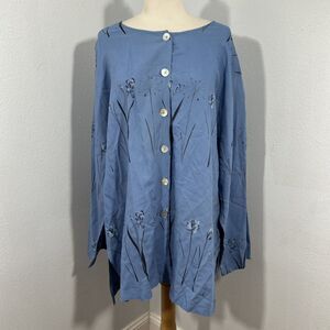 Nira Nira Blouse Womens 6X Blue Floral Cottagecore‎
